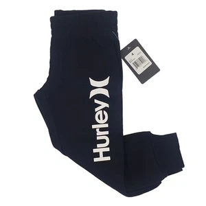 Hurley Boys 4 Joggers Sweatpants Spellout Logo Pull On Elastic Waist Black NWT - Picture 1 of 11