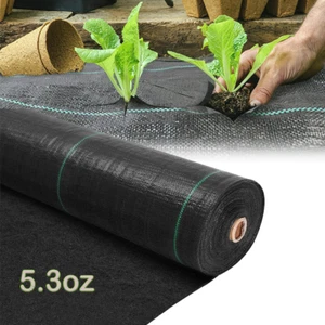 250FT 5.3oz Heavy Duty Weed Barrier Landscape Fabric Woven Garden Ground Cover - Picture 1 of 17