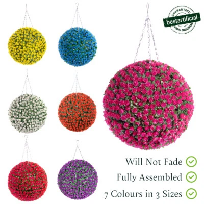 Best Artificial Rose Flower Balls Topiary Hanging Garden Basket Plant UV Stable - Image 1 of 4