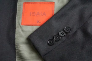 Isaia Nuova Base S S120s Wool Dark Gray Black Sport Coat Jacket Sz 46R - Picture 1 of 8
