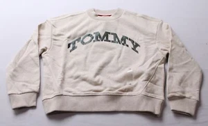 Tommy Hilfiger Kid's Tommy Foil Dot Sweatshirt CG2 Heathered Oat Size 10 NWT - Picture 1 of 5