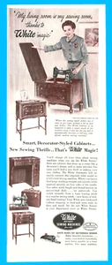 1949 White Sewing Machine furniture vintage print ad housewife stitching - Picture 1 of 3