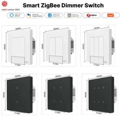 ZigBee Smart Dimmer Light Switch Control work 1/2/3Gang with alexa google NEW - Image 1 of 4