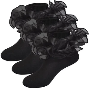 Girls Ruffle Socks - Frilly Double Lace Cotton Turn Cuff for 4-6 Years - Page... - Picture 1 of 6