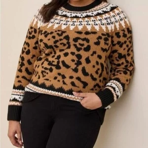 Torrid Vegan Cashmere Pullover Sweater Leopard Plus Size 3 - Picture 1 of 6