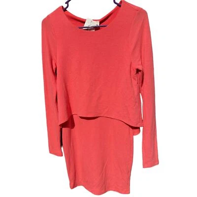 NUEVO Vestido Everly Coral Manga Larga Corto Capas Talla Pequeña Forrado ~ Mezcla de Spandex Foto 1 de 4