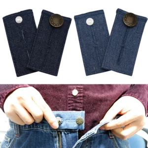 DIY Sew Denim Jeans Belt Extender Trousers Waistband Extension Buckle Button Acc - Picture 1 of 15