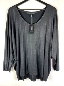 NEW $59 White House Black Market Foil Shimmer 3/4 Sleeve Slub Tee Blouse X-Large - Picture 1 of 10