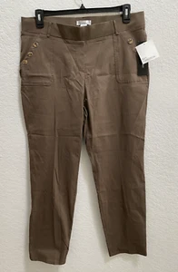 89th & Madison Women's Capri Pants Brown Stretch Pockets - Size XL - Picture 1 of 13