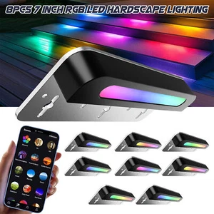 8PCS 7'' RGB LED Hardscape Lighting Retaining Changing Outdoor Step Lights ,o - Picture 1 of 8