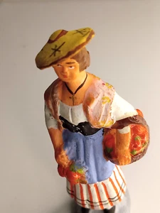 1890 ANTICA Mercato Donna Santon "Piccolo Santo" statuina PROVENZA FRANCIA rara - Foto 1 di 12