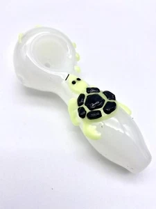 4" Inch Bowl Spoon Pipe - GLOW IN DARK - White - Picture 1 of 4