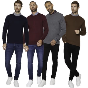 Threadbare Mens Light Knit Jumper Mock Shirt Attachment Long Sleeve Golf Top