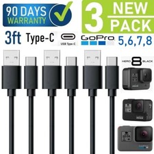 3-Pack GoPro Hero Black 5,6,7 session Camera 3ft USB-C Data Sync /Charger Cable 