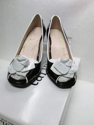 TARYN BY TARYN ROSE ELEGANTE CHAROL BLANCO NEGRO PEEP TOE TALLA 8,5 Foto 1 de 4