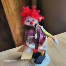 Handmade Clown Doll/Figure Made With Fabric, Beads, Buttons And Yarn