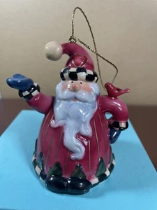 SANTA PORCELAIN TEAPOT CHRISTMAS ORNAMENT - SHORT AND STOUT 3.5" TALL - Picture 1 of 7