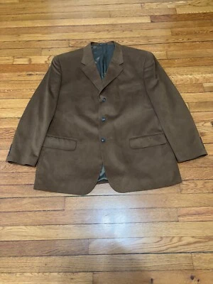 Alfani Mens Blazer Jacket Size 46R Brown Microfiber 3 Button Sport Coat Vintage - Image 1 of 4