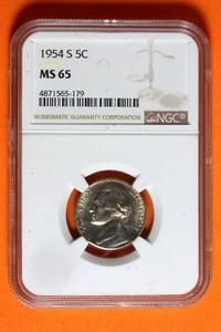 1954 S NGC MS65 Jefferson Nickel #B40683 - Picture 1 of 2
