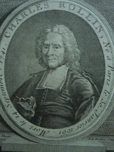 Estampe Gravure Ancienne Charles Rollin. Historien Professeur De Français - Imagen 1 de 2