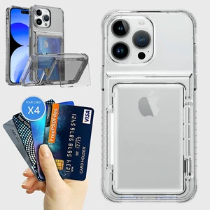Fr iPhone 16 15 14 13 12 11 Pro Max Clear Phone Case with Card Slot Holder Cover - Picture 1 of 14