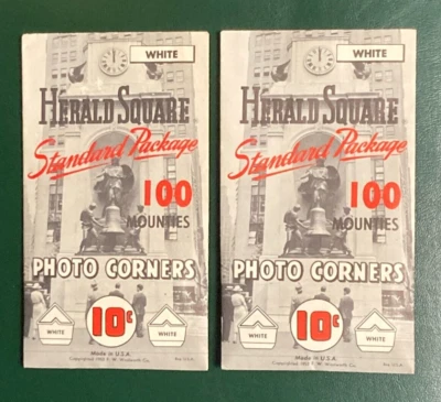 2 paquetes sin abrir. Esquinas de fotos vintage de paquete estándar cuadrado White Herald Foto 1 de 2