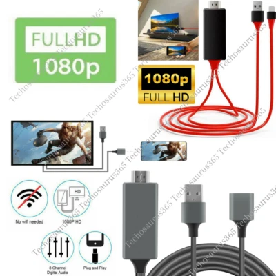 1080P HDMI Mirroring AV Cable for iPhone iPad Android Phone to TV HDTV Adapter - Image 1 of 4