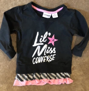 CONVERSE "Lil Miss Converse" black pullover peplum sweatshirt Girls 2T - Picture 1 of 4