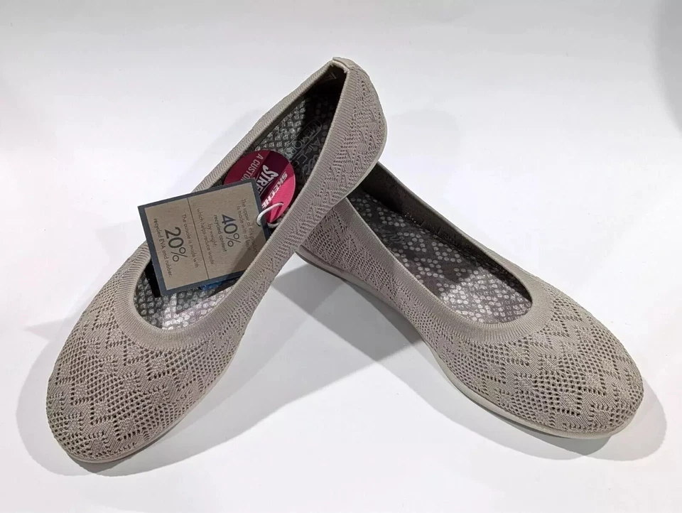 Skechers Cleo Sport Daring Spirit Flats Taupe 158459 Women Size 9