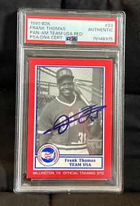 Frank Thomas HOF Signed 1990 BDK Pan-Am Team USA Red RC PSA/DNA Authentic