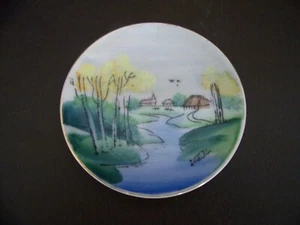Small Hand Painted Plate With River Scene  By  GNCO Signed By The Artist - Picture 1 of 7
