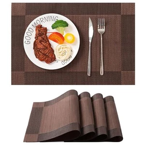 PVC Placemats for Dining Table Set Non-Slip Heat Resistant Place Mats Washabl... - Picture 1 of 7