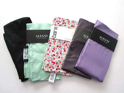 Alfani/ Bar III  Men's  Silk /1 Cotton Pocket Squares Multi Color Lot of 5 NEW - Image 1 of 4