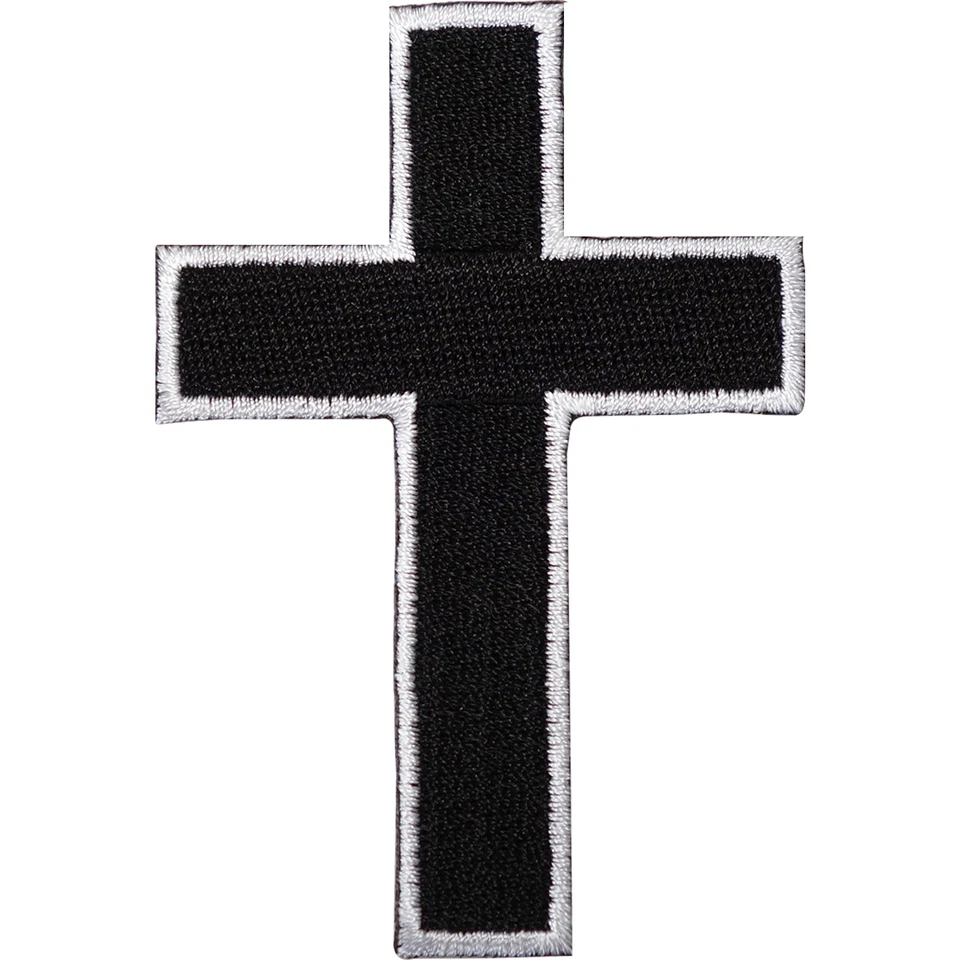 Black Cross Embroidered Iron / Sew On Patch T Shirt Bag Motorbike Jacket Badge - Image 1 of 1