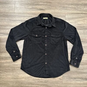 True Grit Shirt Mens Grey Black Red Houndstooth Velvet Button Up Long Sleeve L - Picture 1 of 9