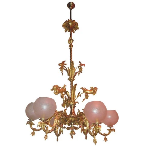 Gas Chandelier: Rococo 6 Arm Chandelier, 19th Century Cover