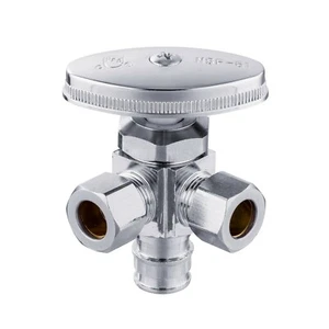 EFIELD Dual Compression Outlet Angle Stop Valve,1/2" Pex-a Expansionx 3/8" x3/8" - Picture 1 of 3