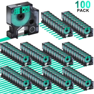 Compatible For Dymo D1 Labels Green Labeling Label Tape 45019 1/2" 12mm 100Packs - Picture 1 of 7