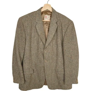 vintage DUNN & Co London HARRIS TWEED Heavy Wool Blazer Sportcoat 40 S 3-Button - Picture 1 of 7