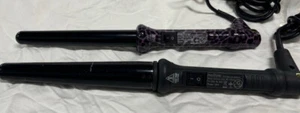 HERSTYLER 2PC PK CURLING IRON 20-32MM/18-25MM (BLACK/PURPLE LEOPARD)GENTLY USED - Picture 1 of 1