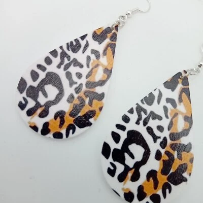 Leopard Earrings CHOOSE Colour Leopard Giraffe etc Big cat print Boho Fashion UK - Image 1 of 4
