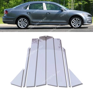 6pc Set Door Trim For VW Passat 2011-2019 Chrome Pillar Posts Black Cover Window - Picture 1 of 8