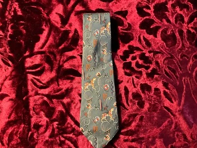 Corbata de seda verde Salvatore Ferragamo de colección rara *impresión de selva* hecha en Italia Foto 1 de 4