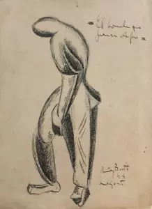 Dibujo de José Felipe Núñez Stand. Alrededor de 1945. Original firmado. Cuba - Imagen 1 de 6