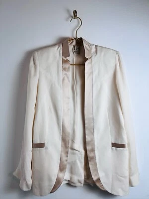 Haute Hippie Womens Cream Silk Tuxedo Blazer  Silk Ivory 6 - Image 1 of 4