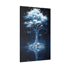 Glowing White Tree Canvas Magical Scenery Print Nature Stars Wall Art Decor