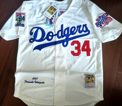 NEW HERO edition LA Dodgers #34 Fernando Valenzuela Throwback 2patch Jersey WS - Image 1 of 4