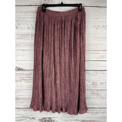Pleione Skirt Womens Medium Purple Pleated Pull On Mid Length Textured Boho Chic - Image 1 of 4