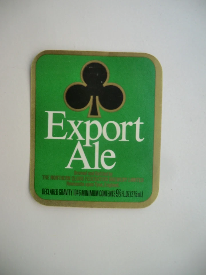 NORTHERN CLUBS NEWCASTE EXPORT ALE 9 2/3 fl oz BREWERY BEER BOTTLE LABEL - Image 1 of 1