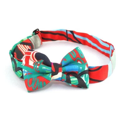 Corbata con cinta de pajarita multicolor seda HERMES Nu Papillon usada [usada] Foto 1 de 4